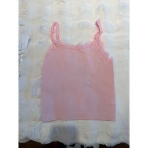 Charlotte Russe Pink Ribbed Lace Trim Camisole Tank Top Small 71696JCR